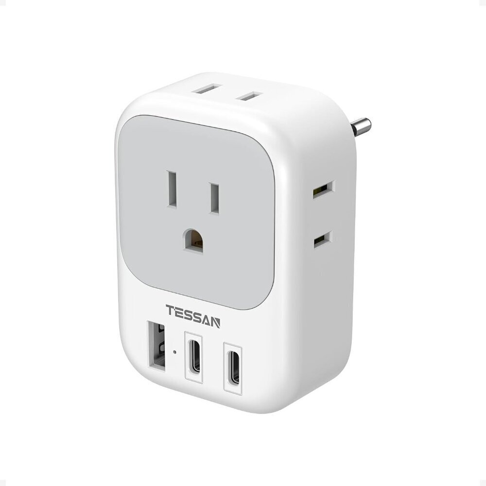 European Travel Plug Adapter, to Europe Plug Adapter with 2 USB C 1 USB A